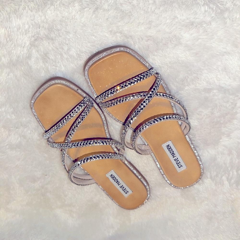 SOLD Steve Madden Silver Rhinestone Women's Sandals